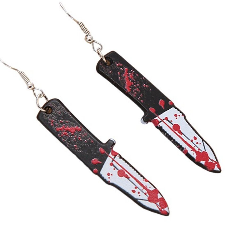 NEW! FUN & FRIGHTENING BLOODY KNIFE EARRINGS
